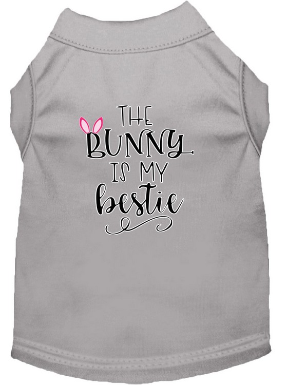 Bunny is my Bestie Screen Print Dog Shirt Grey Med